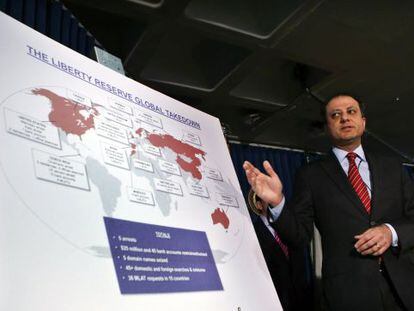 Federal prosecutor Preet Bharara descibes charges against Liberty Reserve. 