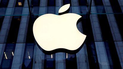 The Apple logo is seen hanging at the entrance to the Apple store on 5th Avenue in Manhattan, New York, U.S., October 16, 2019.