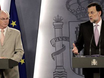 Mariano Rajoy and Herman Van Rompuy in Madrid on Tuesday.