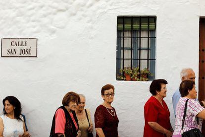 In the mountain ranges of Cádiz province, 19 town halls have banded together to create the Ruta de los Pueblos Blancos (the White Villages Route). Pictured are attendees at the procession of the Vírgen de los Ángeles in the village of Grazalema near the stunning Sierra de Grazalema Natural Park.