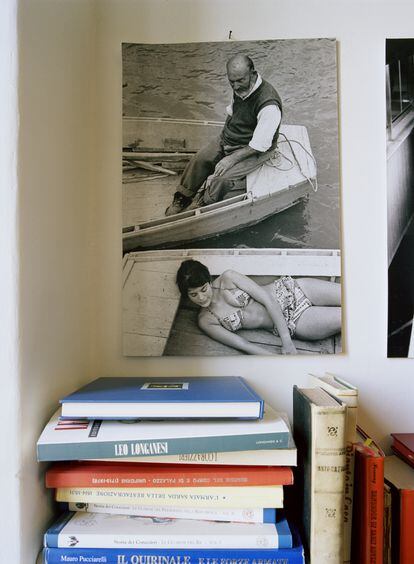 Books and photographs in a corner of Paolo di Paolo's office.