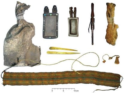 The different utensils used in ritual ceremonies more than 1,000 years ago in what is now Bolivia.