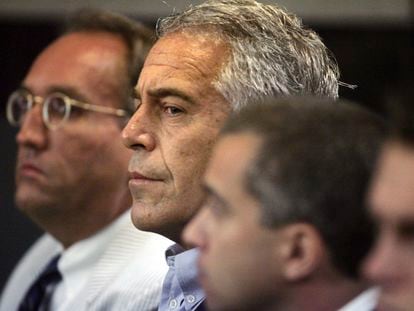 Jeffrey Epstein appears in court in West Palm Beach, Florida, on July 30, 2008.