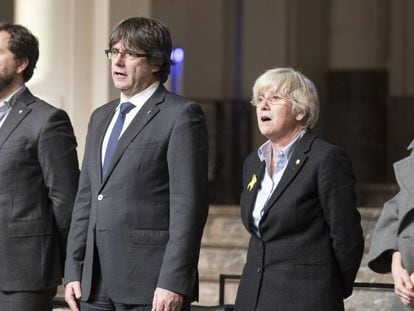 From left: Antoni Comín, Carles Puigdemont, Clara Ponsatí and Meritxell Serret in Brussels.