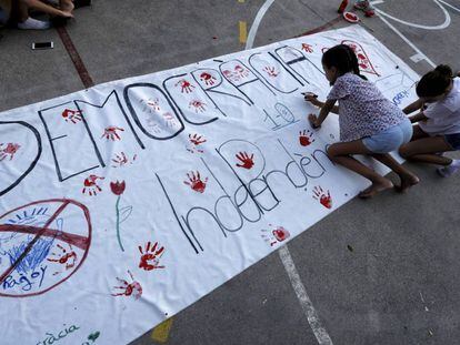 A child in a school in Barcelona on October 1, the day of the illegal referendum on Catalan independence.