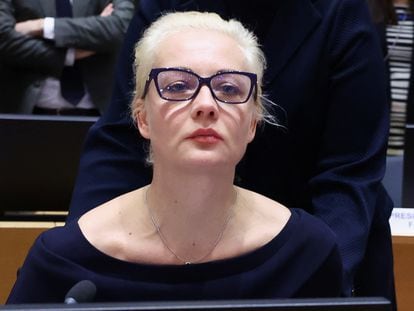 Yulia Navalnaya, the widow of Alexei Navalny, takes part in a meeting of European Union foreign ministers in Brussels, Belgium, February 19, 2024.