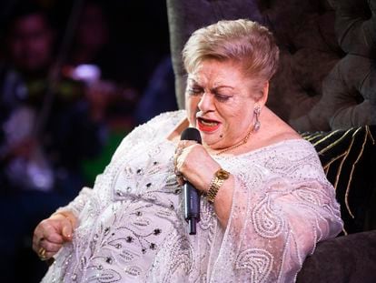 Paquita la del Barrio during her performance at the Texcoco International Horse Fair 2023.