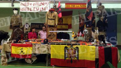 One of the stalls showing Francoist symbols in the public school.