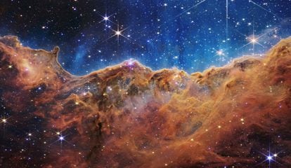 The Carina Nebula captured by the James Webb Space Telescope.