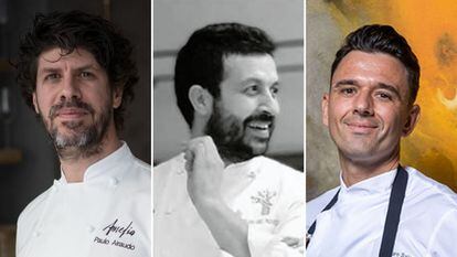 The chefs Paulo Airaudo, who runs Amelia; Iván Cerdeño, of the same-name restaurant, and Álvaro Salazar, at the helm of Voro.