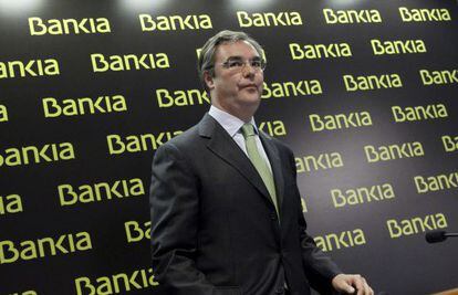 Bankia director general Jos&eacute; Sevilla at Monday&#039;s results presentation. 