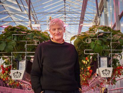 Sir Dyson in a high-tech greenhouse on one of his farms in Lincolnshire, England.