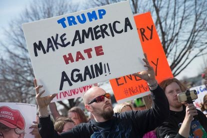 A demonstrator at a march in Wisconsin.