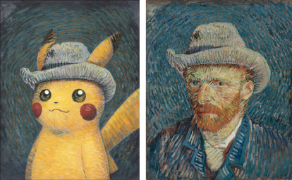 Pikachu card imitating Van Gogh's famous self-portrait