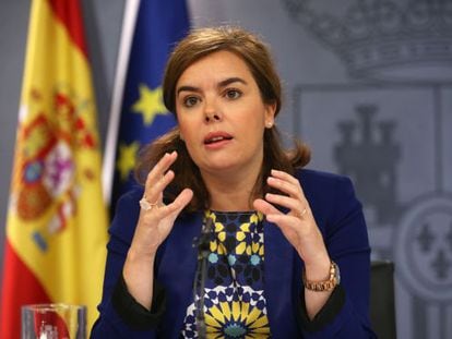 Deputy Prime Minister Soraya Saenz de Santamaría speaking after the Cabinet meeting