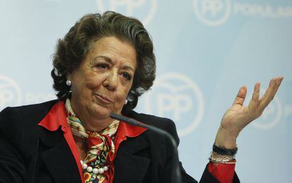 Senator Rita Barberá at a press conference on Tuesday.