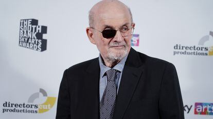 Salman Rushdie before receiving his Outstanding Achievement award at the South Bank Sky Arts Awards at The Savoy in London, July 2, 2023.