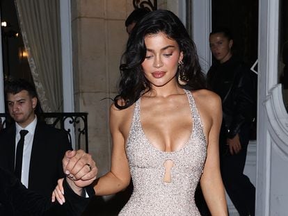 Kylie Jenner leaving the Schiaparelli fashion show in Paris.