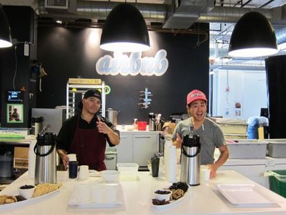 Airbnb&#039;s on-site cafeteria in the company&#039;s San Francisco headquarters. 