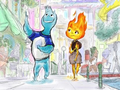 A preliminary sketch from 'Elemental,' the latest Pixar movie.