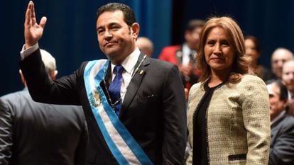 Guatemala's new President Jimmy Morales, with his wife Gilda Marroquín.
