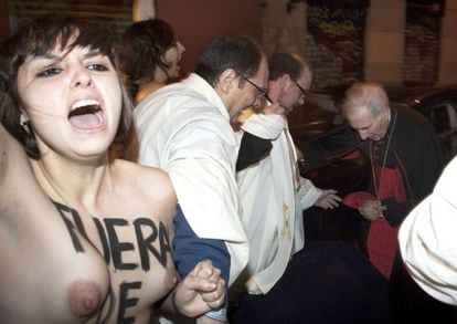 Activistas de Femen, durante la protesta.