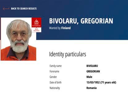 This photo shows the red notice of Romania's Gregorian Bivolaru on Interpol website, Tuesday, Nov.28, 2023.
