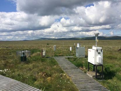 This photo provided by the National Physical Laboratory in June 2023 shows air sampling filters stationed at the Auchencorth Moss research facility in Scotland.