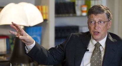 Bill Gates during the interview at EL PA&Iacute;S on Wednesday.