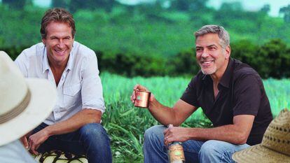 George Clooney and Rande Gerber in a promotional image for their Casamigos tequila, courtesy of Diageo.