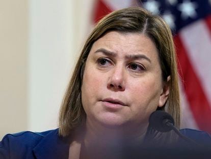 Representative Elissa Slotkin asks a question during a House Homeland Security Committee hearing at the Capitol in Washington on November 15, 2022.