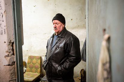 Ivan Polhui on Wednesday in Yahidne, northern Ukraine. Polhui was a victim of the Russian occupation of his village in March 2022, which forced its more than 300 inhabitants to spend a month locked in a cellar.