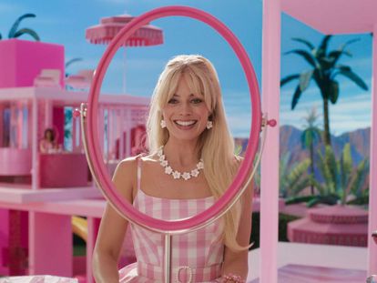 Margot Robbie in a scene from 'Barbie'.