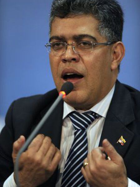 Venezuela's Foreign Minister Elías Jaua speaks at a press conference during the XLIII Regular Session of the Organization of American States General Assembly, in Antigua Guatemala.
