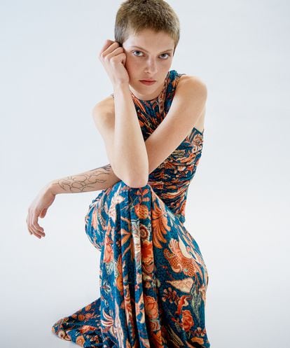 Floral print silk dress by Ulla Johnson. 