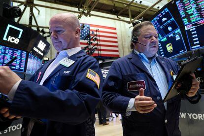 Traders work on the floor of the New York Stock Exchange (NYSE) in New York City, US, on March 6, 2023.