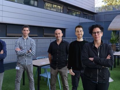 The BoostDM research team (l-r): Ferran Muiños, Francisco Martinez-Jimenez, Abel González-Pérez, Oriol Pich and Núria López-Bigas.