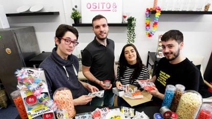 Members of the Basque start-up Ositos&Co, which has been targeted by the German confectioner Haribo.