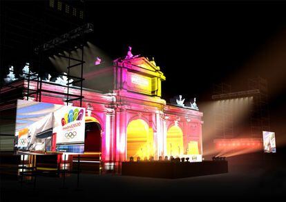 A recreation of plans for the Puerta de Alcal&aacute; in the city center on September 7, from where the decision will be broadcast live.