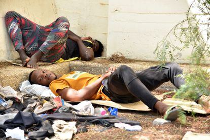 Sub-Saharan migrants rest in Sfax, Tunisia