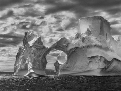 One of the images from the exhibition, showing an iceberg close to the South Shetland Islands in Antarctica.  
