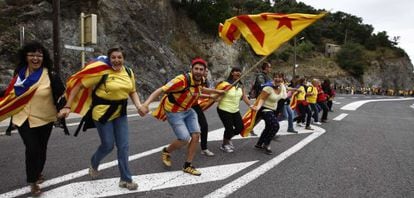 Catalans show their support for independence by forming a human chain across the region during national day celebrations last September.