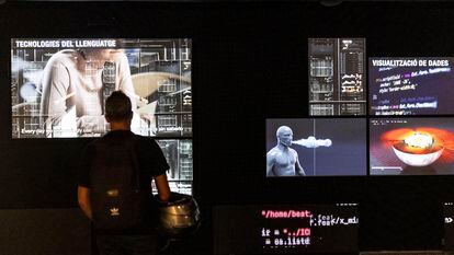 A visitor looks at an artificial intelligence exhibit at the Center for Contemporary Culture in Barcelona last October.