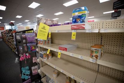 Empty shelves show a shortage of baby formula in San Antonio.