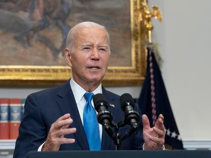 United States President Joe Biden delivers remarks on the contract negotiations between the United Auto Workers and the Big 3 auto companies in the Roosevelt Room of the White House in Washington, DC, USA, 15 September 2023.