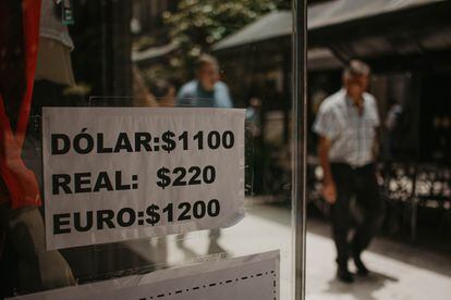 A currency exchange store on Florida street in Buenos Aires. 