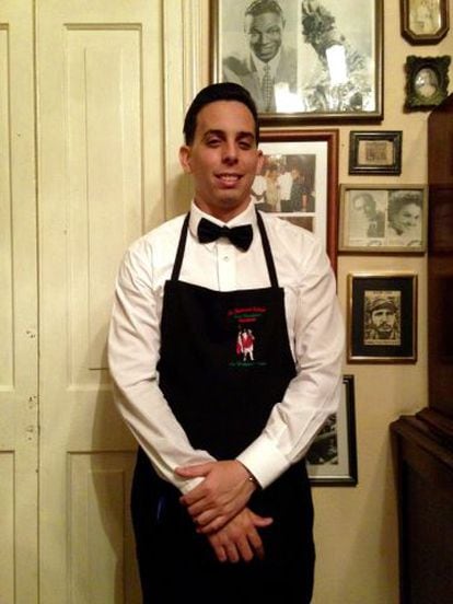 Jorge Alberto Cotilla Espinosa minutes after serving the Obamas on Sunday night.