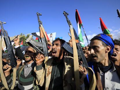 Protest in Yemen in solidarity with Palestine, on Friday in Sana'a.