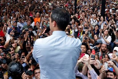 Venezuelan opposition leader Juan Guaido takes part in a protest against President Nicolas Maduro's government in Caracas.
