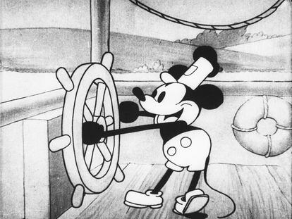 Still from 'Steamboat Willie', the 1928 Mickey Mouse short.